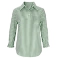 thumbnail image 5 of LNWUY Womens Button Down Shirts Striped Collar, Long Sleeve Collared Office Work Classic Fashion Shirt Blouses Tops Green S, 5 of 9