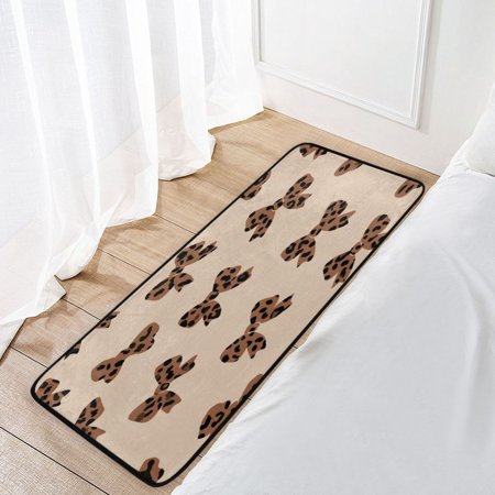 39x20 Inch Non-Slip Floor Mat Hallway Runner Rug Entrance Floor Mat Runner for Kitchen and Living Room Cute Brown Bow