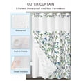 thumbnail image 4 of No Hook Shower Curtain with Snap-in Liner, Blue Green Eucalyptus Waterproof Fabric Bathroom Curtains, Spring Botanical Leaves Weeping Bath Curtains & Mesh Top Window 54"x78", 4 of 9