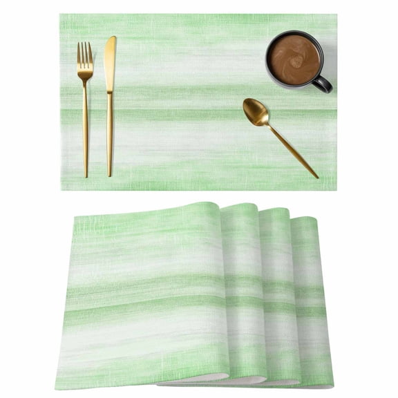 Green Ombre Placemats Set of 6 Modern Gradient Abstract Art Place Mats Indoor Wipeable Table Mats Washable Cloth Dining Table Placemats for Kitchen Holiday Party Home Decor 13x19 Inch