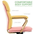 thumbnail image 6 of PU Leather Office Chair with Arms, Adjustable Height 360° Swivel with Wheels, Mid-Back Upholstered Desk Chair for Home Office, Vanity, or Study (Pink), 6 of 8