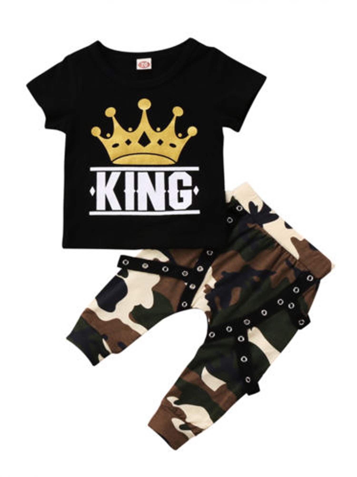 Baby Boys 2 piece Lil King Jogger & Sweater Outfit Camo 3-6 to 18-24 months 