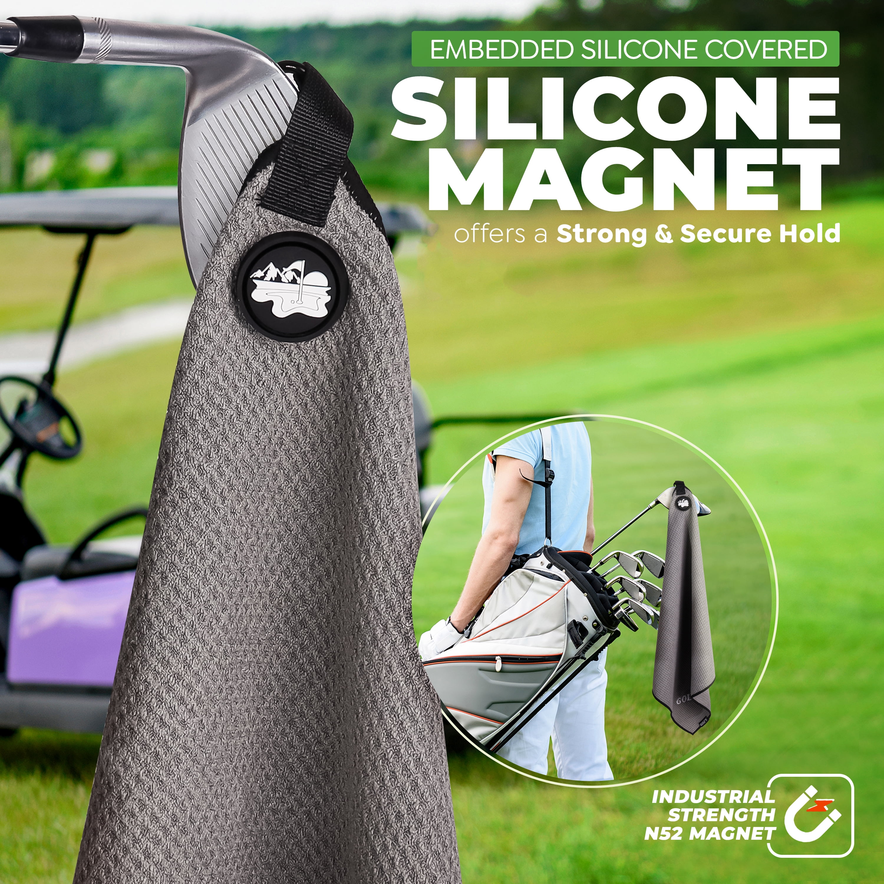 Golf'N Magnetic Microfiber Golf Towel Black 18