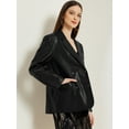 thumbnail image 3 of DARING DIVA Women's Faux Leather Blazer Notch Lapel Business Jackets S Black, 3 of 6