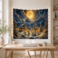 thumbnail image 5 of Moonlit Winter Village in Snowy Mountains, Serene Watercolor for Nature Lovers, Lakefront Cabin Art, Christmas Gift Tapestry Wall Hanging for Bedroom and Living Room, 5 of 7