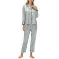 thumbnail image 5 of FAWUUDO Womens Silk Satin Pajamas Set Short Sleeve Sleepwear Soft Button Down Loungewear Two-piece Pjs Sets, 5 of 7