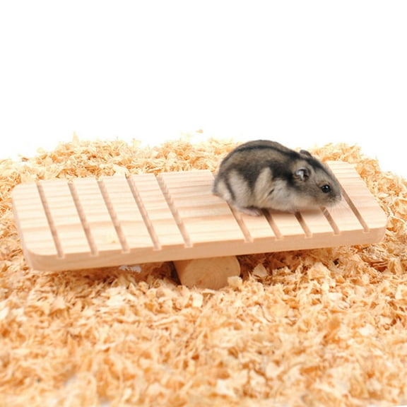 GOOHOCHY Wooden Seesaw Toy for Small Pet Use Khaki Fun Playground Easy to for Hamster 6.5 x 2.5 inches