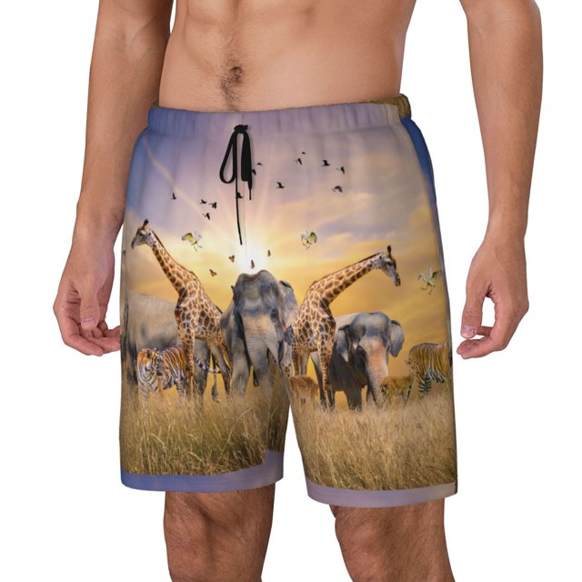 Fotbe Vintage Wildlife Protection Traje de Baño para Hombre – Shorts de Natación de Secado Rápido con Forro y Bolsillos-Large