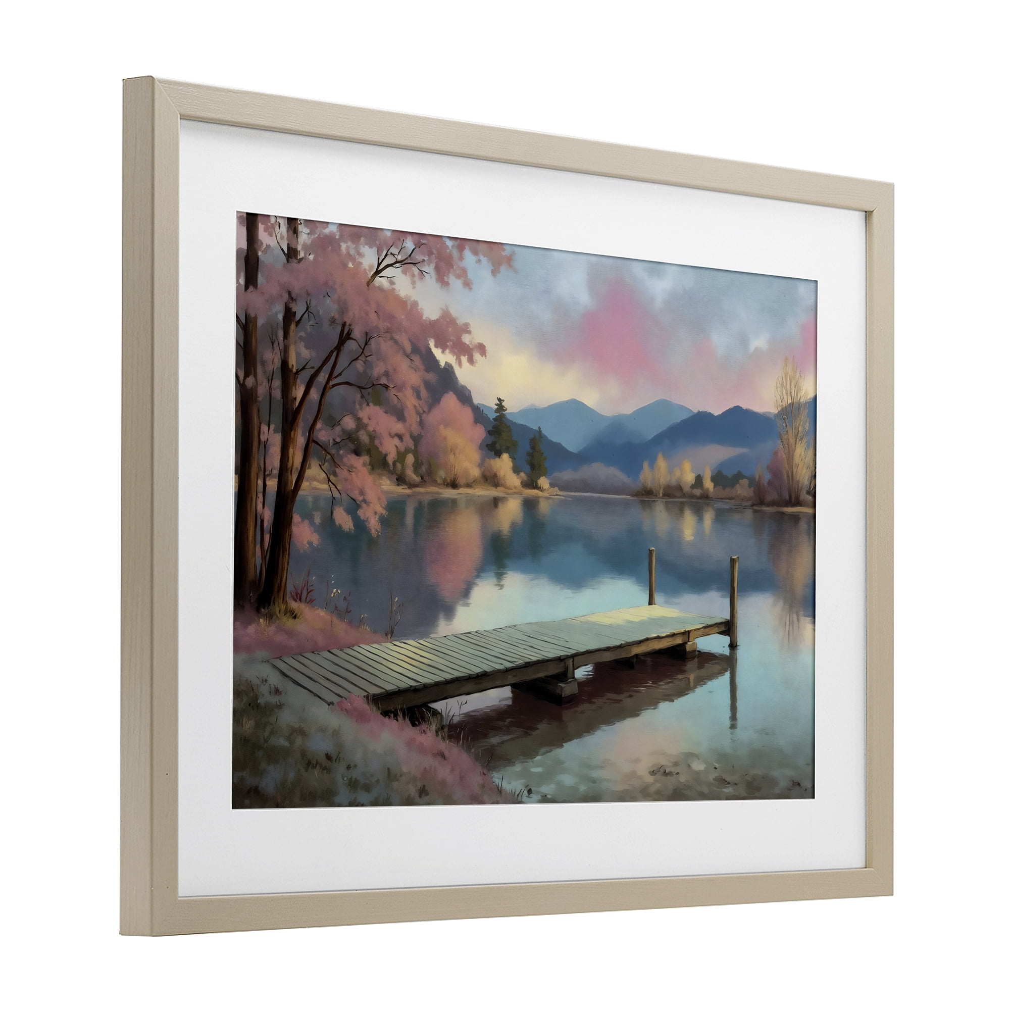 Stupell Industries Pink Dock at Sunset Birch Framed Print Under Glass, design by Creative Studio