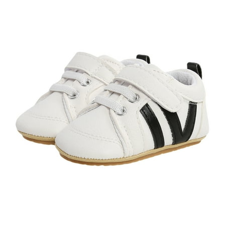 

Xiaoluokaixin Baby Boys Girls Leather Sneakers Striped Anti-Slip Rubber Sole Crib Shoes Infant Prewalker Shoes cqH