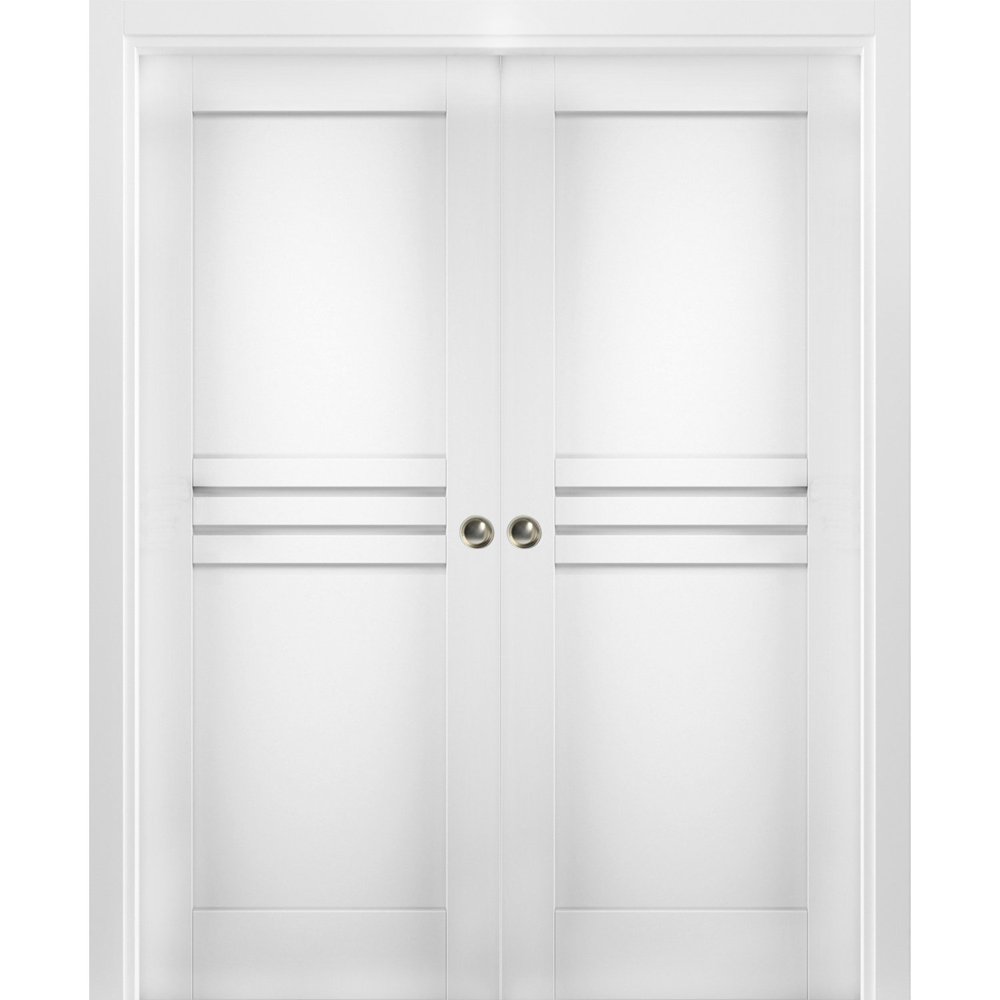 Sliding French Double Pocket Doors 36 x 84 inches / Mela 7444 White