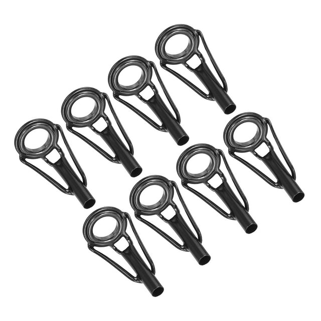 Unique Bargains 3.2mm Stainless Steel Fishing Rod Tip Repair Kit Pole Ring Guide Replacement, Black 8 Pack