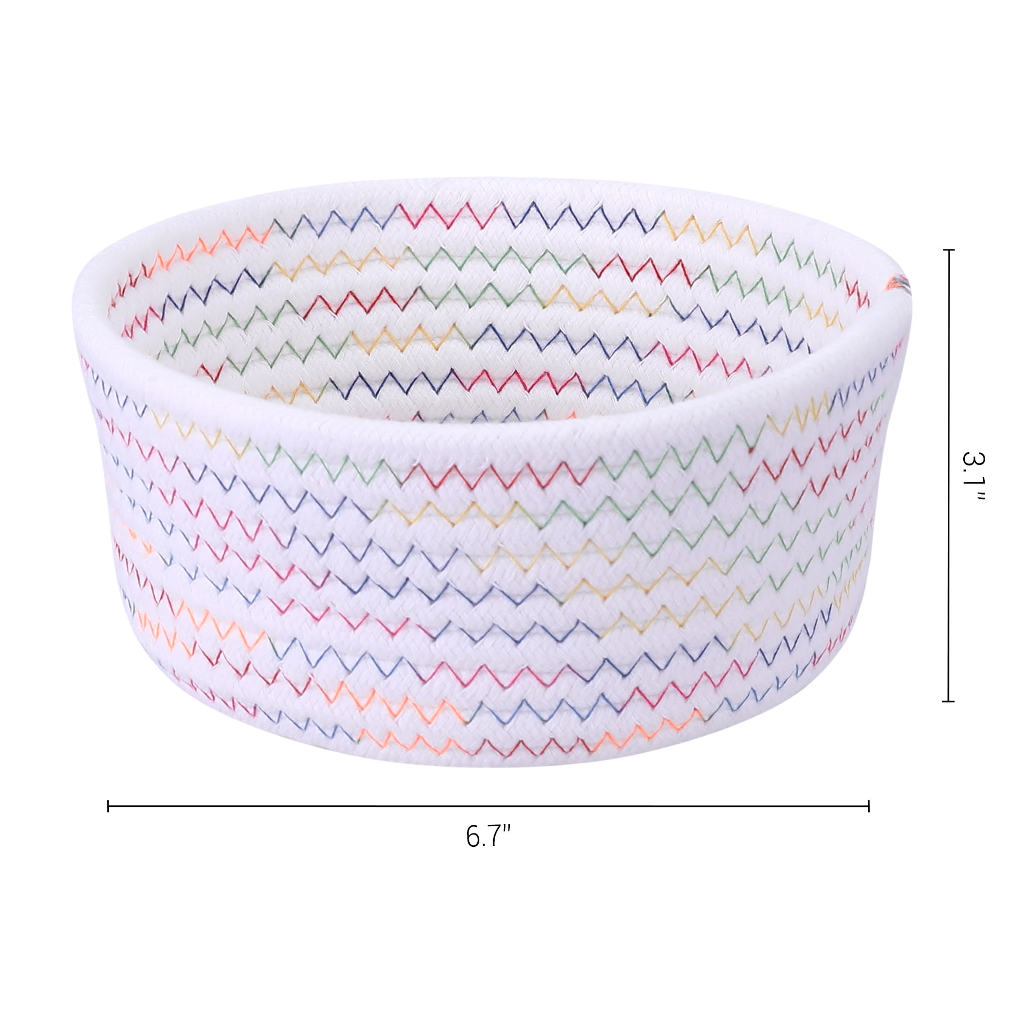 Unique Bargains Round Woven Storage Basket Small Storage Bin for Home Decor White S