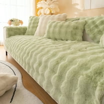 LAMIRO Sofa Cover 1 2 3 Seater,Soft Warm Sofa Slipcover For Corner L Shape 1 2 3 Seater,Non-Slip Velvet Sofa Cushion Covers,Thick Furniture Protector for Kids,Pets (Green,70x70cm)
