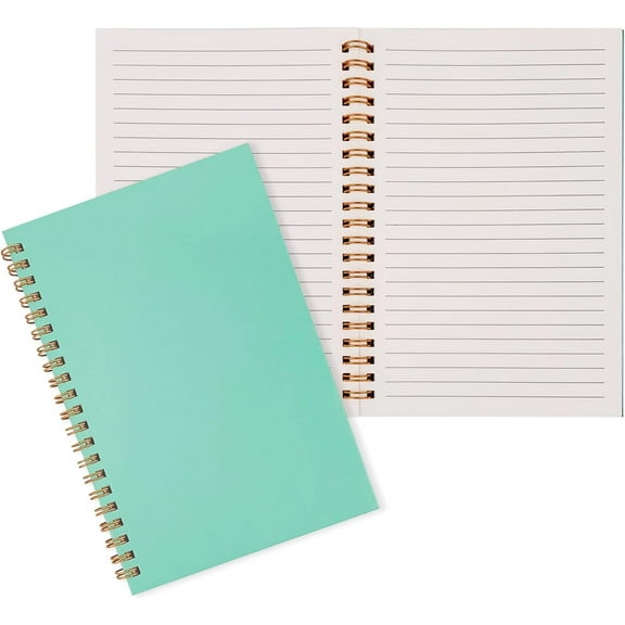 2-Pack College Ruled Hardback Mint Green Cover Spiral Notebook - Memo Notepad and Sketchbook for Students, Office, and Business Diary, 120 Pages (60 Sheets), 7.48 x 5.11 Inches.