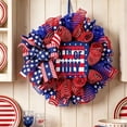 thumbnail image 5 of Virelaxpo Independence Day Flag Wreath Mesh Material Home Decor Front Door Wall Window Porch Entryway Patriotic 4th of July Holiday, 5 of 9