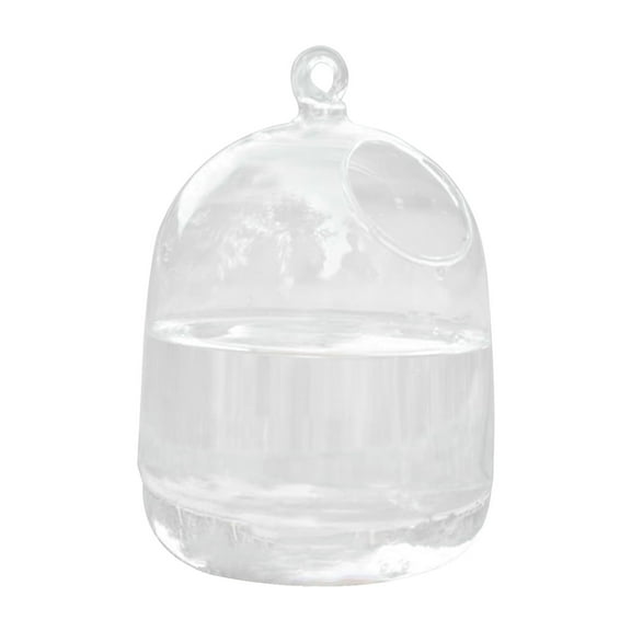 BMYJ Hanging Glass Fish Tank Bowl 5.9x3.9 Inch - Transparent Mini Aquarium for Betta Fish, Table Desk Decor with Airplant Holder & Metal Frame for Home/Office