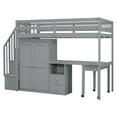 thumbnail image 6 of Harper & Bright Designs Twin Size Loft Bed with Stairs and Wardrobe, Wood Twin Storage Bed with Desk & Bookshelf for Boys Girls, Gray, 6 of 18
