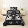 thumbnail image 2 of Homewish Goth Skull Moths Twin Duvet Cover,Vintage Flowers Twin Bedding,Black Gray,Halloween Comforter Cover,Black Reversible,2pcs,1 Duvet Cover and 1 Pillowcase, 2 of 6