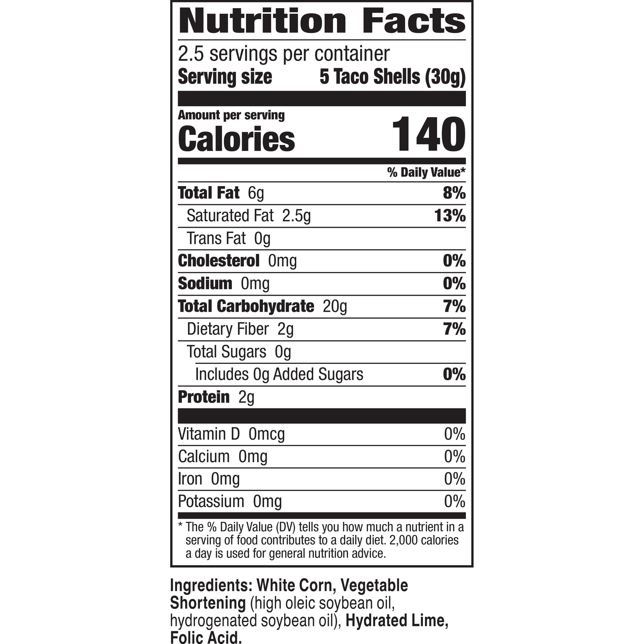 La Tiara Authentic Mexican White Corn Taco Shells, Meal Prep, 12 Count, 2.5 oz