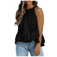 thumbnail image 1 of Cathalem Tank Tops for Women Built In Bra Basic Ribbed Knit Fitted Tunic Tops,Black M, 1 of 4
