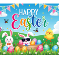 thumbnail image 4 of Colorful Easter Themed Banner with Bunny Chick and Egg Elements Happy Easter Party Decorations Backdrop for Easter Celebrations Photography Props Family Gatherings, 4 of 8