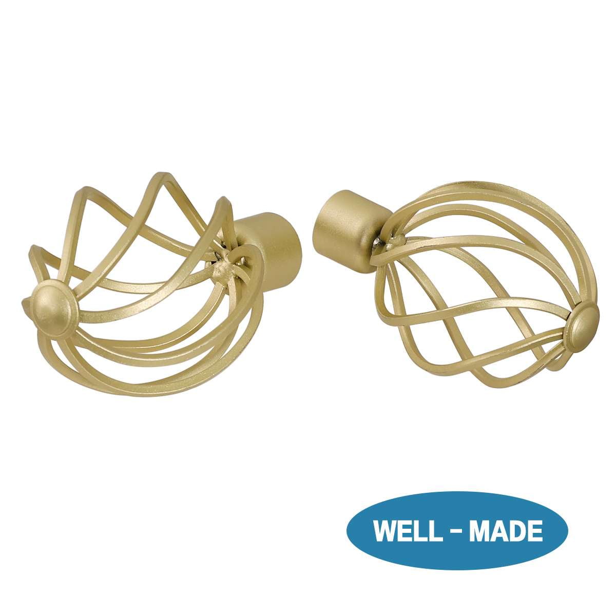 H.VERSAILTEX Adjustable Twist Cage Single Curtain Rod Set 3/4in Diameter 66-120in , Gold
