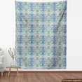 thumbnail image 4 of Ambesonne Autumn Damask Fabric by the Yard Upholstery, Flower Shaped Motifs, 3 Yards, Pale Ceil Blue Multicolor, 4 of 5