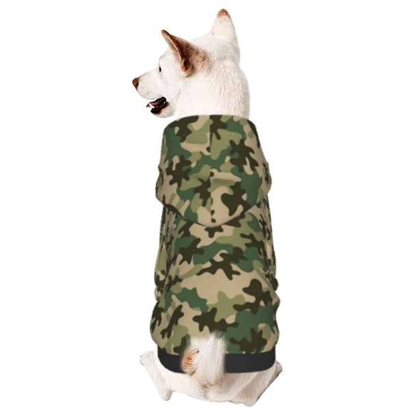 Fotbe Camouflag Sudadera con Estampado para Perros Pequeños – Suéter con Capucha para Mascotas, Tela Suave de Forro Polar con Bolsillo-X-Large