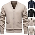 thumbnail image 6 of qucoqpe Mens Long Sleeve Cable Knit Cardigan Sweater Casual Fashion V-neck Base Layer Button Down Sweater Coat Jackets with Pockets, 6 of 6