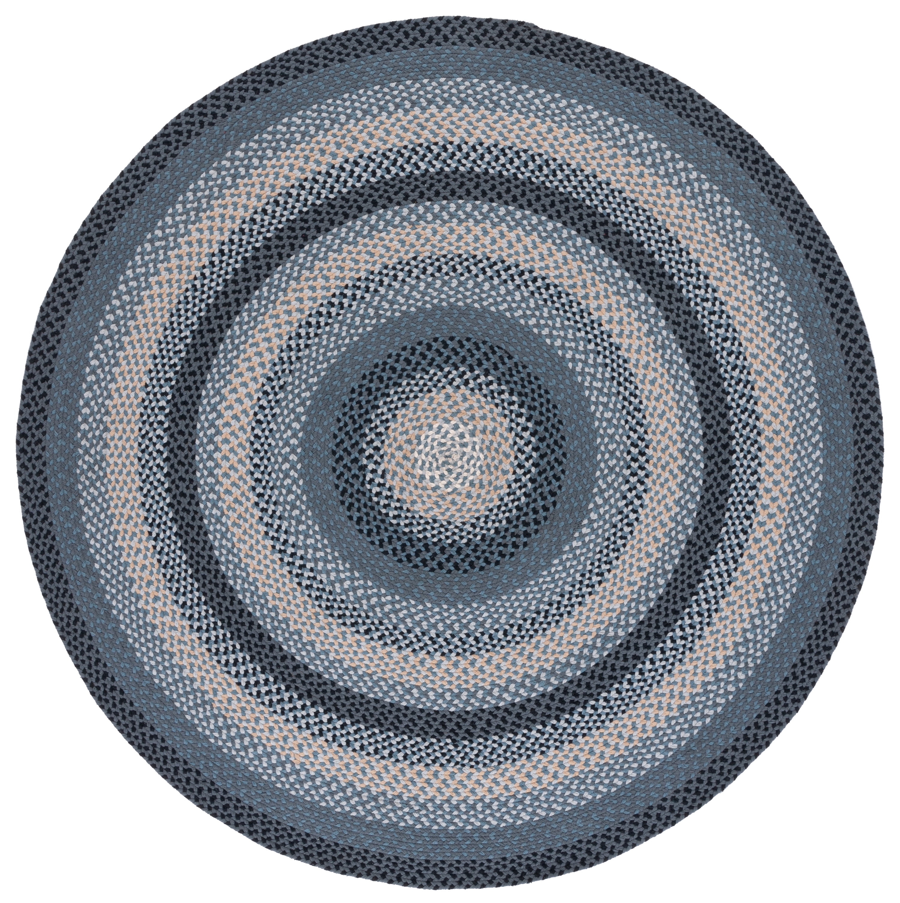 SAFAVIEH Braided Claes Bordered Reversible Area Rug, Dark Gray/Blue, 3' x 3' Round