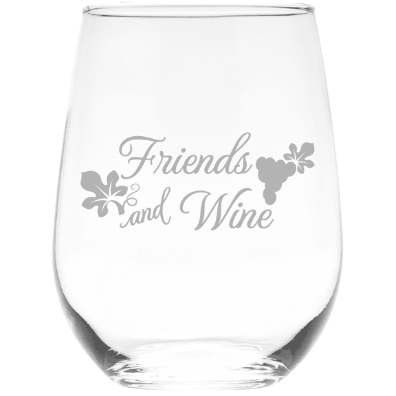 C&M Personal Gifts 17 oz Friends and Wine Stemless Wine Glass - Friend Gift