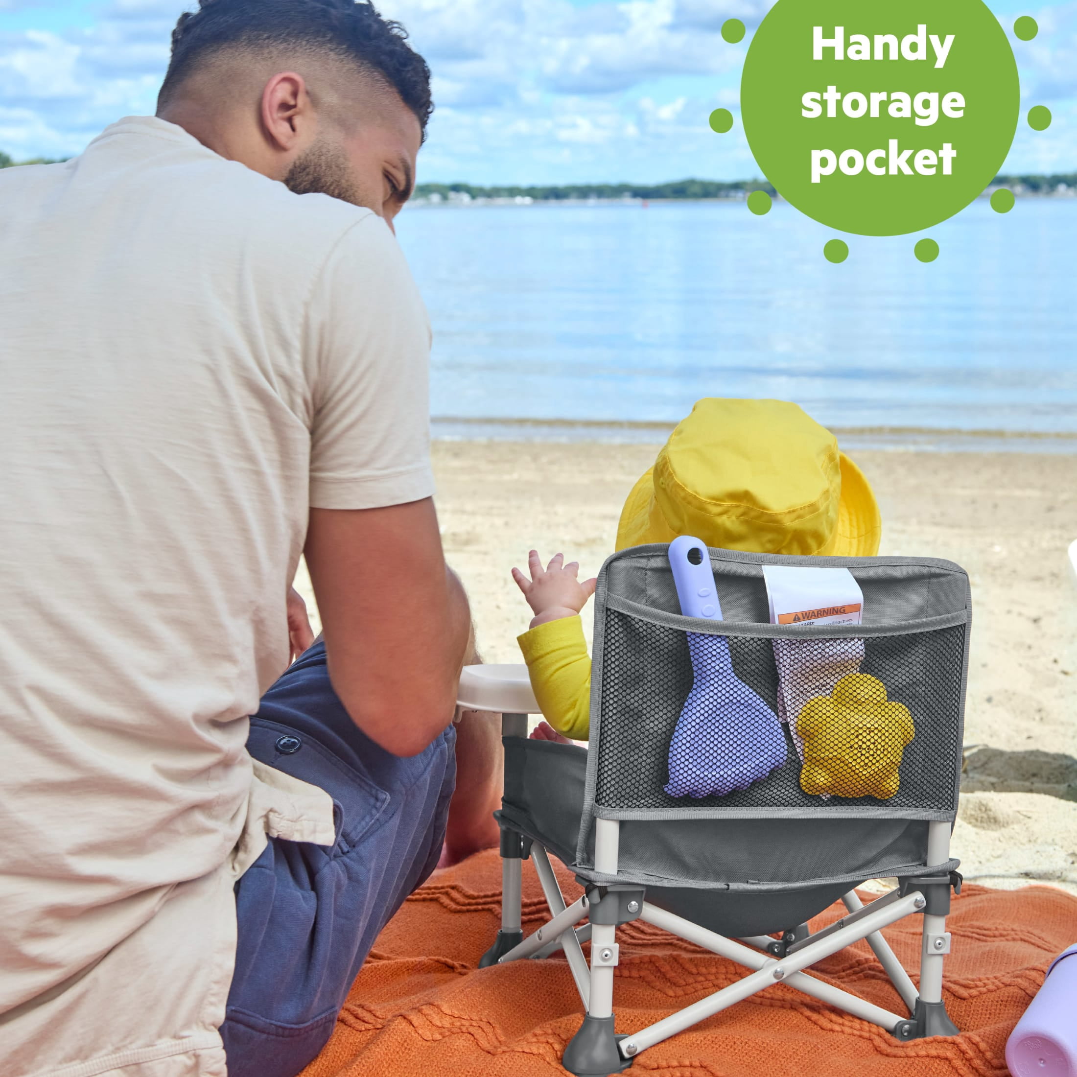 Bright Starts Pop 'N Sit Portable Booster, Grey, Infant to Toddler