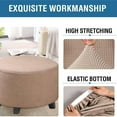 thumbnail image 4 of Dowbom Round Ottoman Slipcover,Stretch Footrest Covers with Elastic Bottom Removable Washable Anti-Dust Furniture Protector Jacquard Ottoman Cover for Furniture in Living Room-large-Khaki, 4 of 7