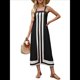 thumbnail image 2 of Vestido Bohemio Floral para Mujer, Vestido Informal de Verano con Bloques de Color. Negro XL, 2 of 8