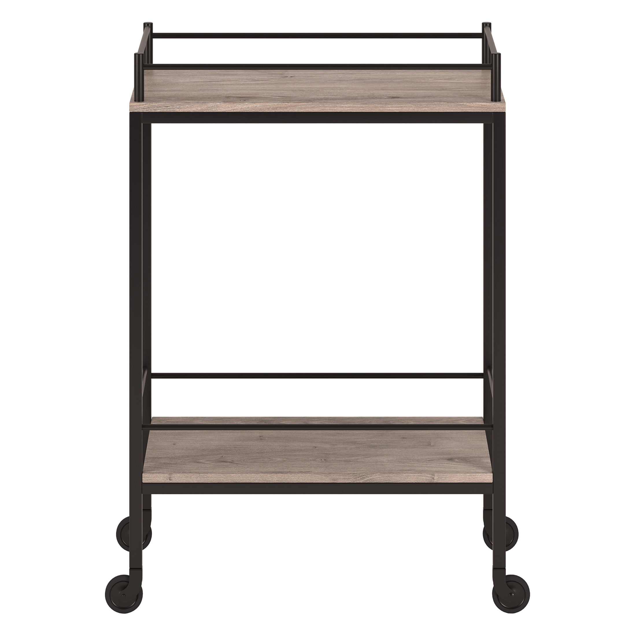 Evelyn&Zoe Barnes 23.5" Wide Rectangular Bar Cart, Antiqued Gray Oak