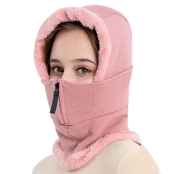 Gorro De Punto De Invierno, Conjunto De Bufanda, Gorro, Bufanda Con Cremallera, Orejeras, Gorros De Esquí Con Forro Polar, Gorro Térmico A Prueba De Viento, Calentador De Cuello Para Esquí Y Ciclismo Guardurnaity AP008196-04