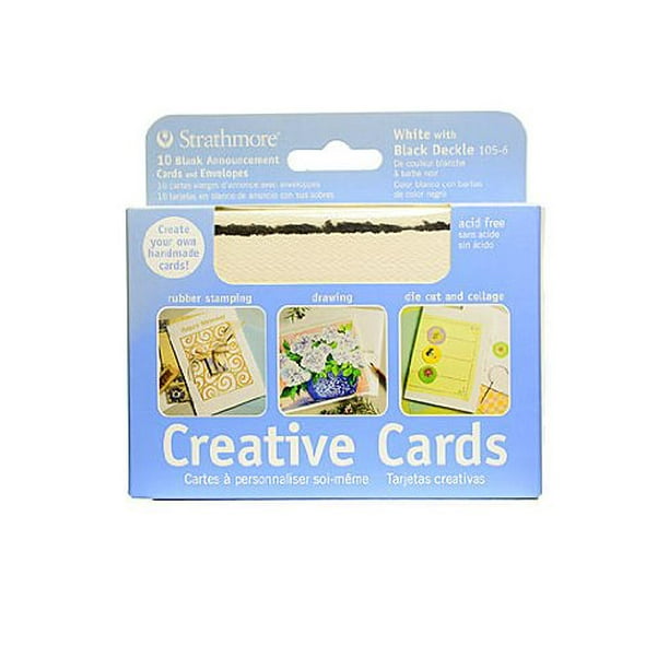 Strathmore Creative Cards, Announcement Size, Bright White with Black