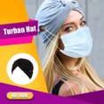 thumbnail image 4 of Turbans with Buttons Women Soft Pre-Tied Knot Pleated Turban Cap Beanie Head Wrap Sleep Hat, 4 of 7