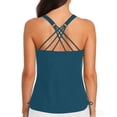 thumbnail image 5 of Womens Tankinis Swimsuits Solid Color Tankini Swimsuit,Womens Racerback V-Neck Tops with Adjustable Drawstrings, Summer Bathing Suit Navy L, 5 of 6