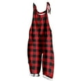 thumbnail image 2 of BONIXOOM Jumpsuits for Women Women's Pants Plaid Mid Waisted Long Camping Beach Jumpsuit Baggy Fit Flare-Leg Standard Red M, 2 of 4