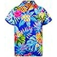 thumbnail image 3 of KING KAMEHA T-Shirts d'Été à Manches Courtes Ananas pour Hommes, Ananas, Bleu, S, 3 of 4