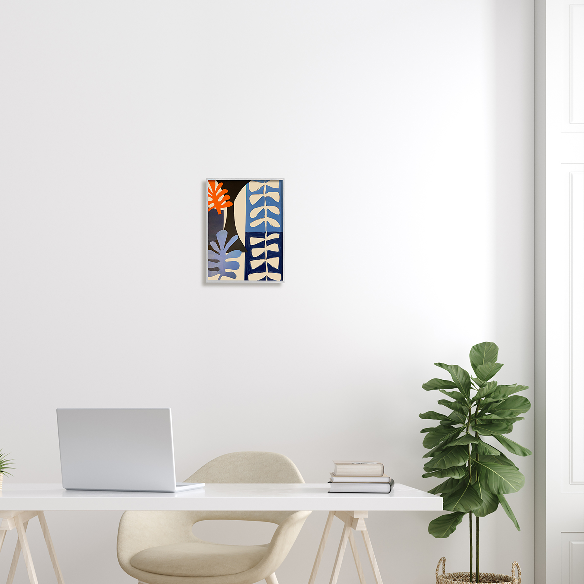 Stupell Industries Funky Plant Leaves Modern Abstract Cutout Silhouettes Graphic Art Gray Framed Art Print Wall Art, Design by Deborah Velasquez
