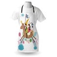 thumbnail image 4 of Donkey Apron, Cartoon Riding a Donkey with Unicorn Horn over Clouds and Rainbow, Unisex Kitchen Bib with Adjustable Neck for Cooking Gardening, Adult Size, Multicolor, by Ambesonne, 4 of 4