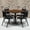 Walnut Top/Black Vinyl Seat, variant on BizChair 36'' Square Black Laminate Table Set with X-Base and 4 Black Trapezoidal Back Banquet Chairs