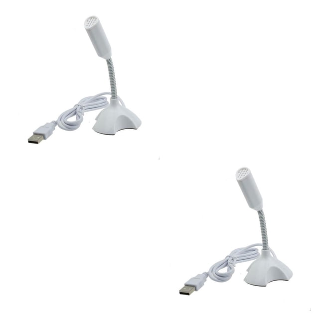 stanreset Universal USB Stand Mic Fits PC Desktop Laptop Mini Desktop Microphone white 2Set