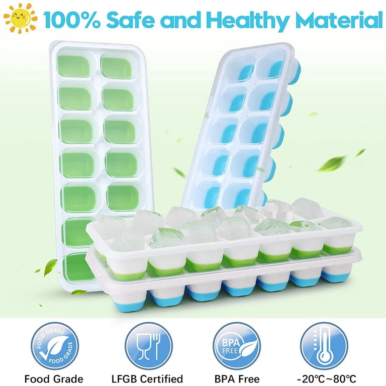Ice Cube Trays 4 Pack with Removable Lid Stackable Ice Trays with Covers 14- cube