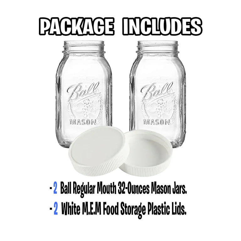 Ball Jars, Regular Mouth, 32 Ounce - 4 ea