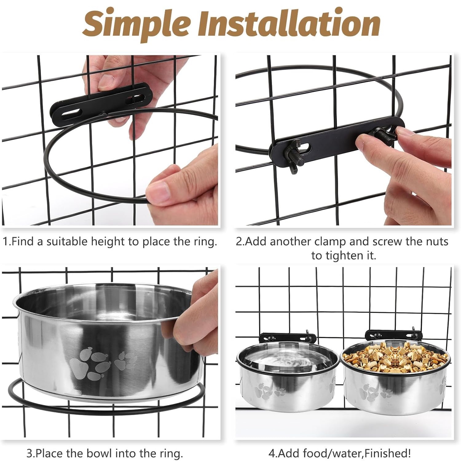 SSAWCasa Hanging Dog Crate Bowls No Spill photo 3