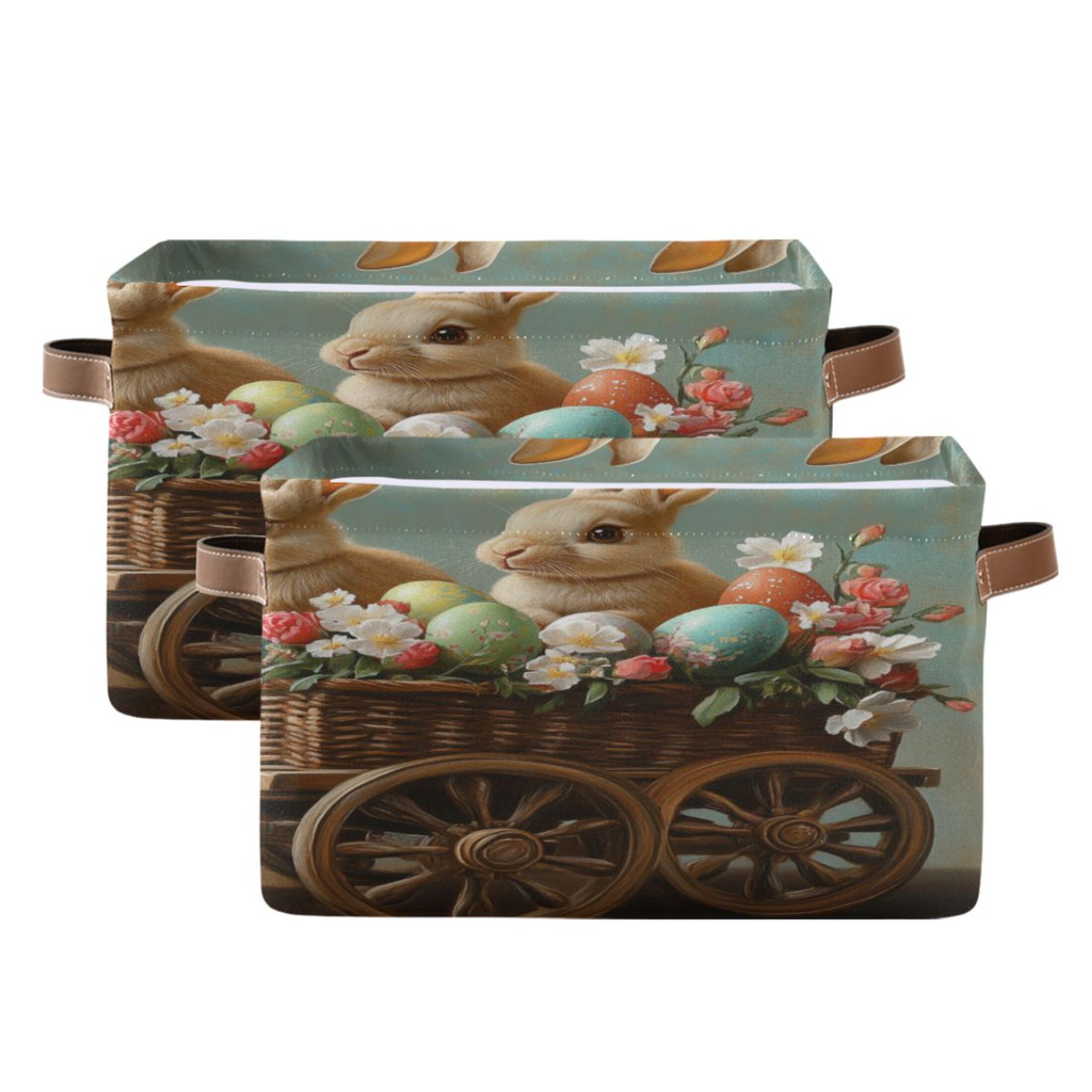 Square Storage Basket 14.2*10.2*8.3 Inch One Sizex2 Shelf Basket Open Home Storage Bins Bedroom Storage Basket Closet Storage Stylish Decor Easter Wagon Bunny